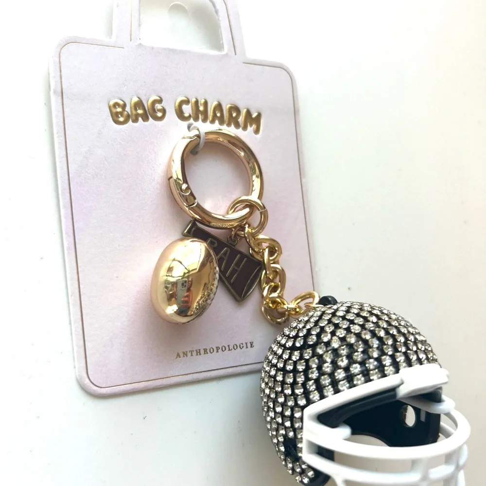 Anthropologie Gold and Black Football Helmet Bag Charm - Picture 3 of 5
